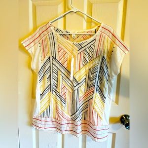 New, never worn Caslon bohemian blouse with colorful stitching.